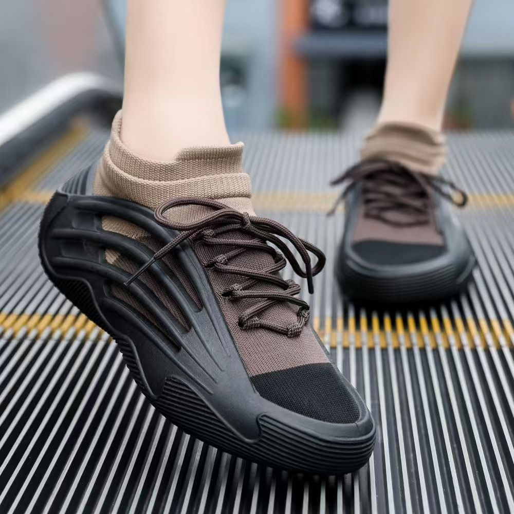 Flying knitted women's shoes, women's thick-soled anti-slip comfortable breathable sneakers, casual elastic socks shoes for women, fashionable women's sneakers.