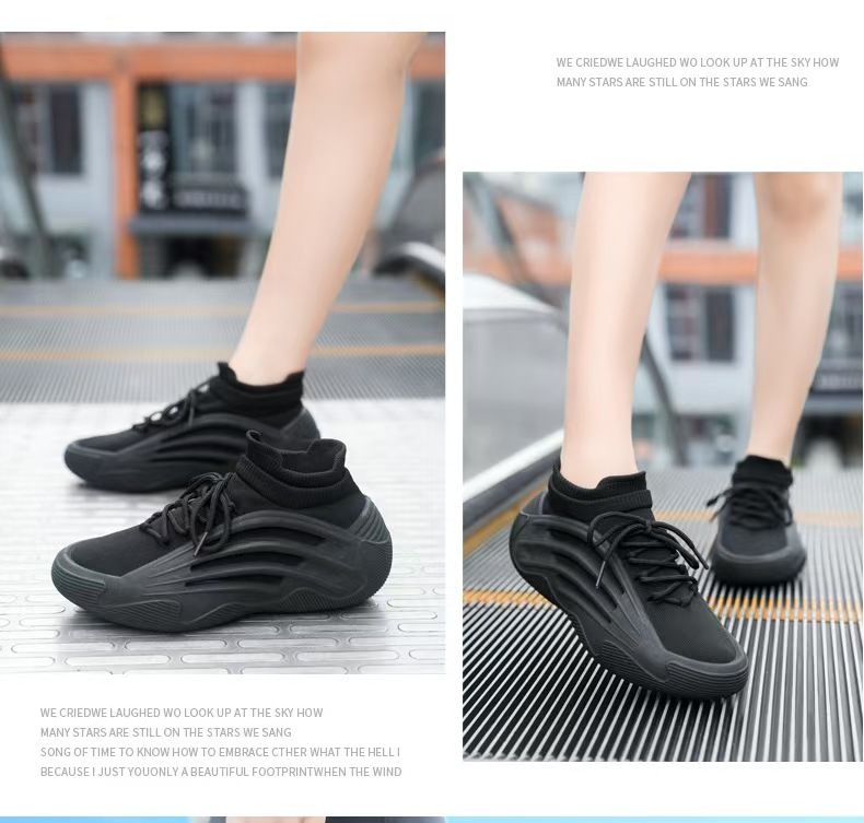 Flying knitted women's shoes, women's thick-soled anti-slip comfortable breathable sneakers, casual elastic socks shoes for women, fashionable women's sneakers.