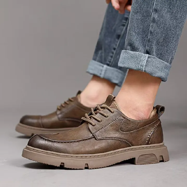 Casual leather shoes, men's workwear sneakers, versatile low-top men's single shoes, men's fashionable leather shoes, business formal leather shoes.