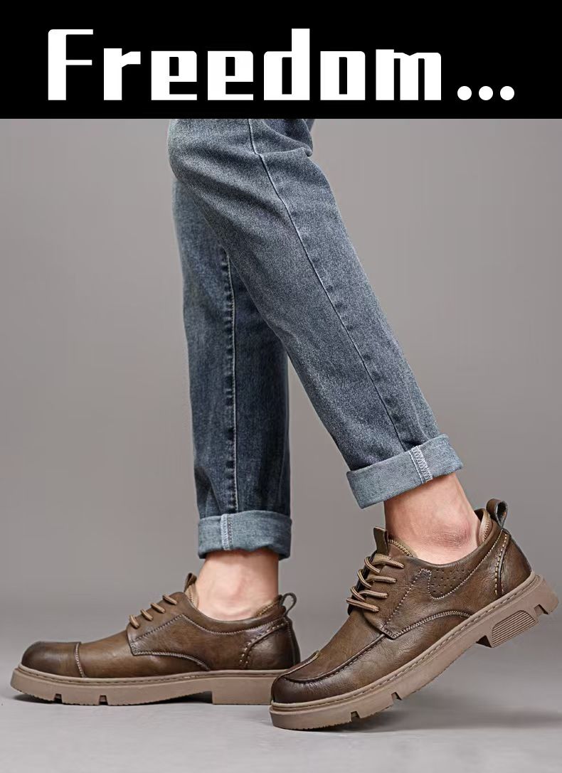Casual leather shoes, men's workwear sneakers, versatile low-top men's single shoes, men's fashionable leather shoes, business formal leather shoes.