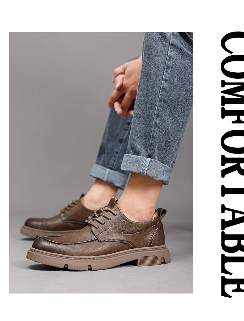 Casual leather shoes, men's workwear sneakers, versatile low-top men's single shoes, men's fashionable leather shoes, business formal leather shoes.