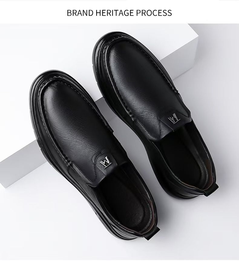 Men's shoes, cowhide soft-soled breathable business casual leather shoes, men's thin one-step formal leather shoes, men's wedding shoes.