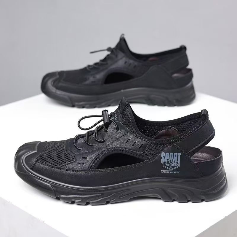 Men's mesh sandals, men's daily sports perforated shoes, versatile breathable hole shoes, open shoes, men's sandals.