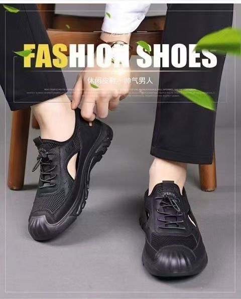 Men's mesh sandals, men's daily sports perforated shoes, versatile breathable hole shoes, open shoes, men's sandals.