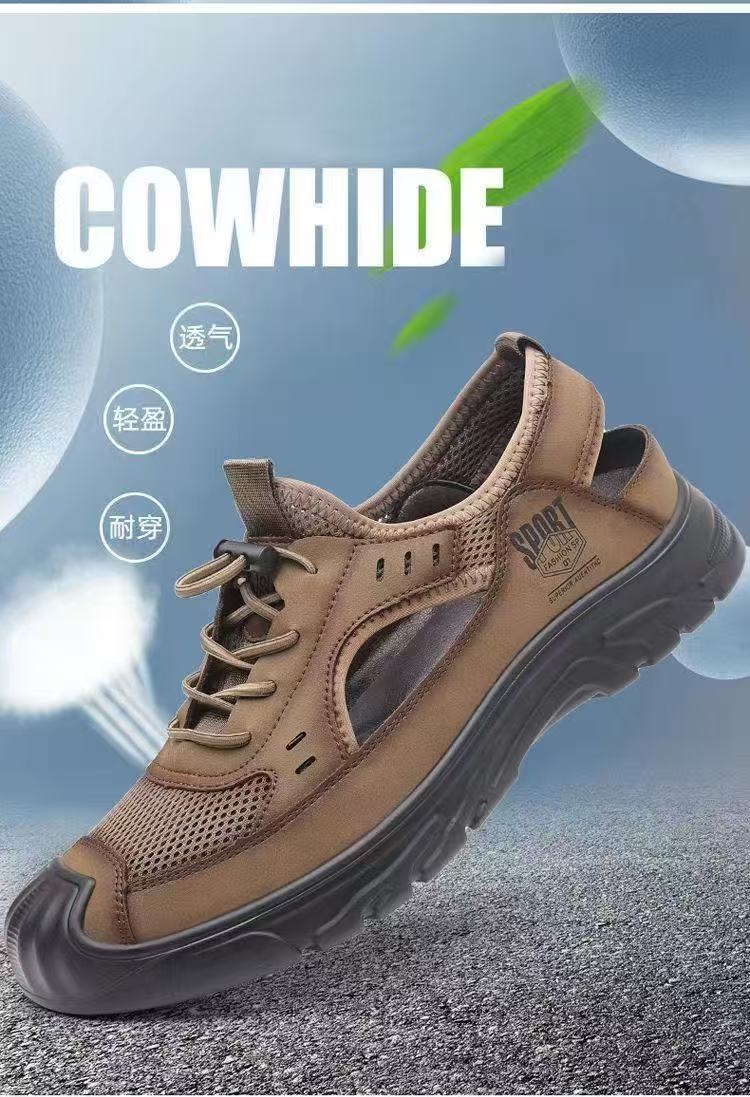 Men's mesh sandals, men's daily sports perforated shoes, versatile breathable hole shoes, open shoes, men's sandals.