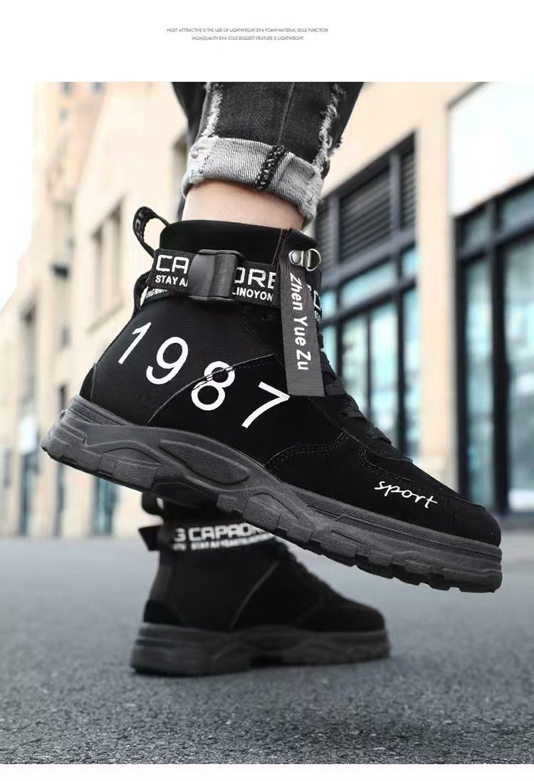 Martin boots, large size men's boots, versatile round-toe high-top trendy Martin boots, men's military boots, large size men's shoes.