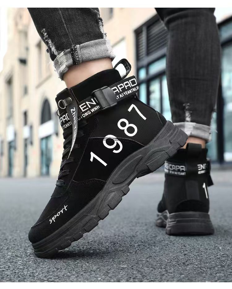 Martin boots, large size men's boots, versatile round-toe high-top trendy Martin boots, men's military boots, large size men's shoes.