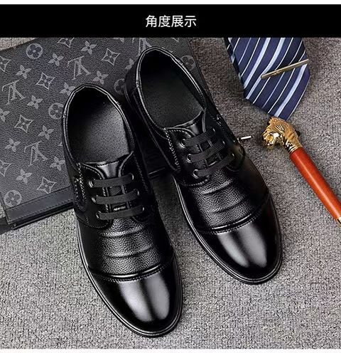 Men's leather shoes, men's shoes, formal casual shoes, lace-up business leather shoes for men, round-toe stitching shoes.