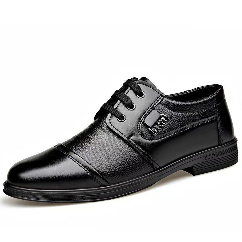 Men's leather shoes, men's shoes, formal casual shoes, lace-up business leather shoes for men, round-toe stitching shoes.