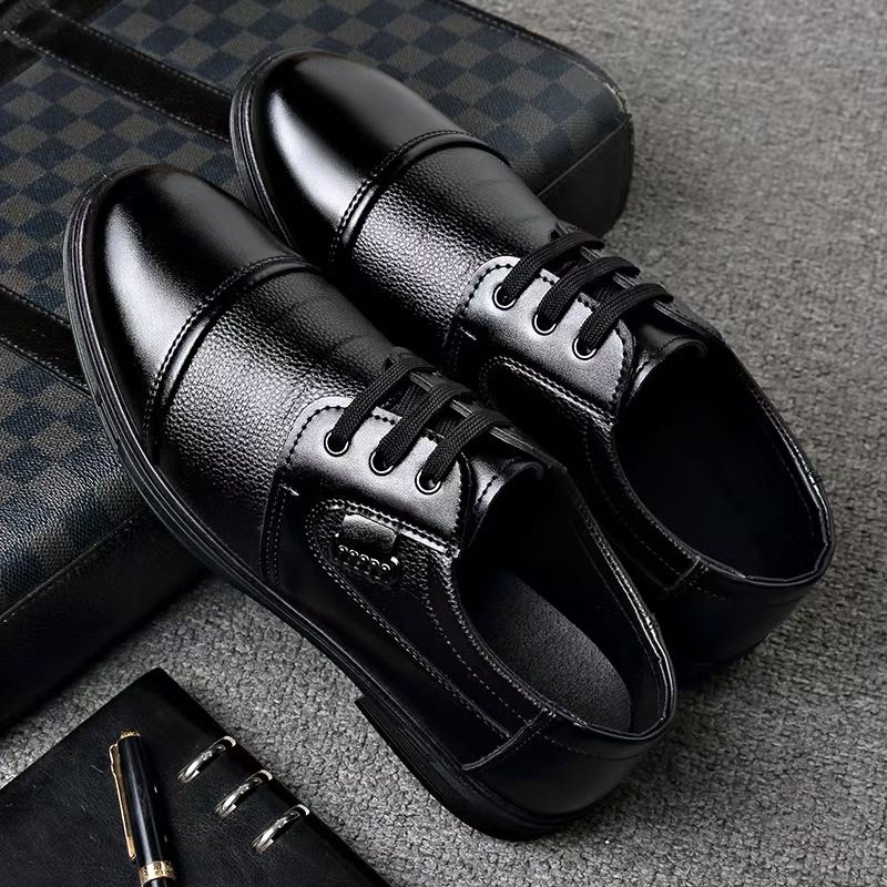 Men's leather shoes, men's shoes, formal casual shoes, lace-up business leather shoes for men, round-toe stitching shoes.