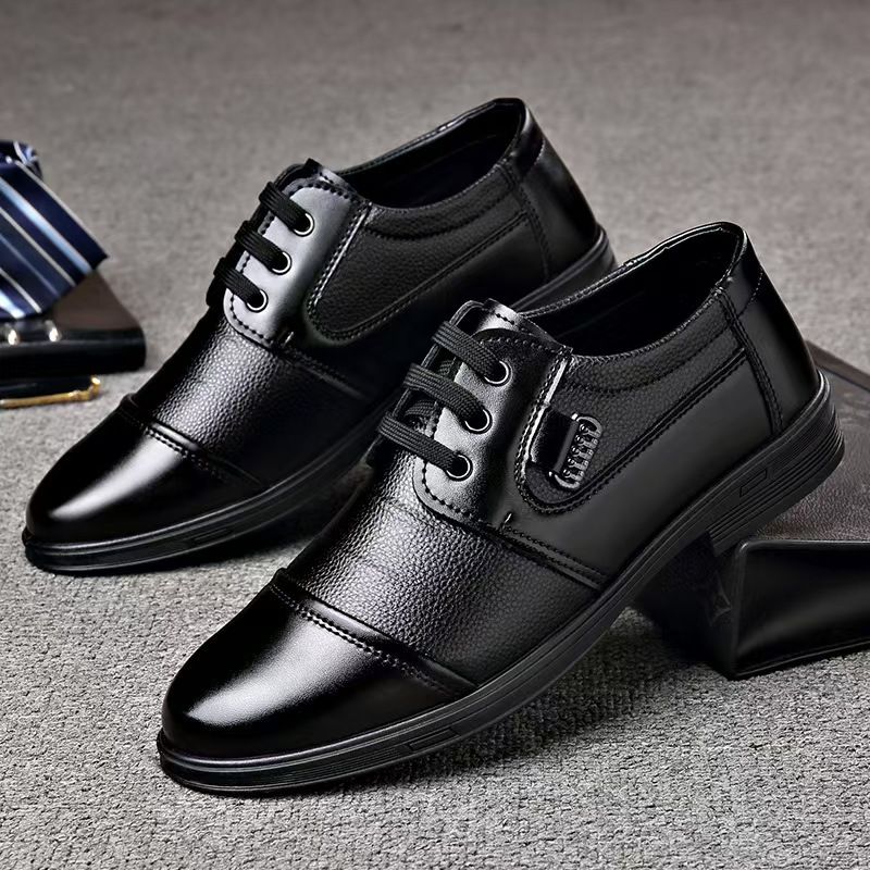 Men's leather shoes, men's shoes, formal casual shoes, lace-up business leather shoes for men, round-toe stitching shoes.