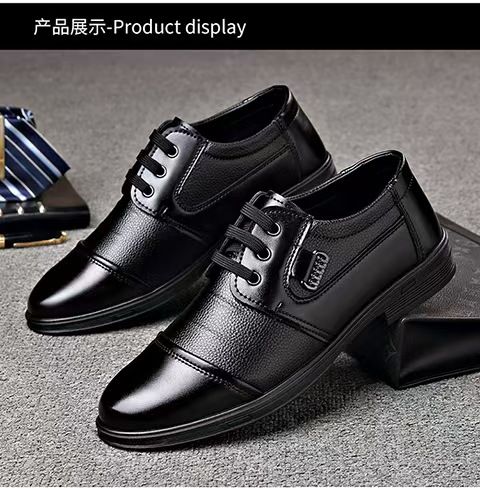 Men's leather shoes, men's shoes, formal casual shoes, lace-up business leather shoes for men, round-toe stitching shoes.