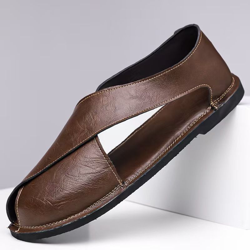 Men's sandals, driving high-end slip-on sandals, fashionable sandals, large-size Roman sandals, open shoes.