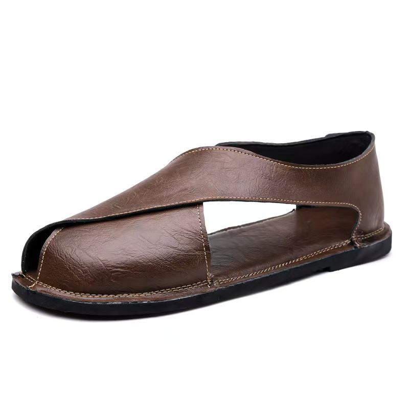 Men's sandals, driving high-end slip-on sandals, fashionable sandals, large-size Roman sandals, open shoes.