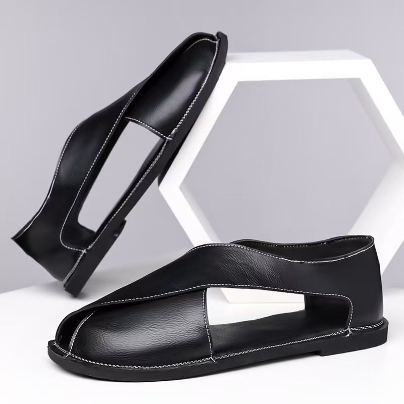 Men's sandals, driving high-end slip-on sandals, fashionable sandals, large-size Roman sandals, open shoes.