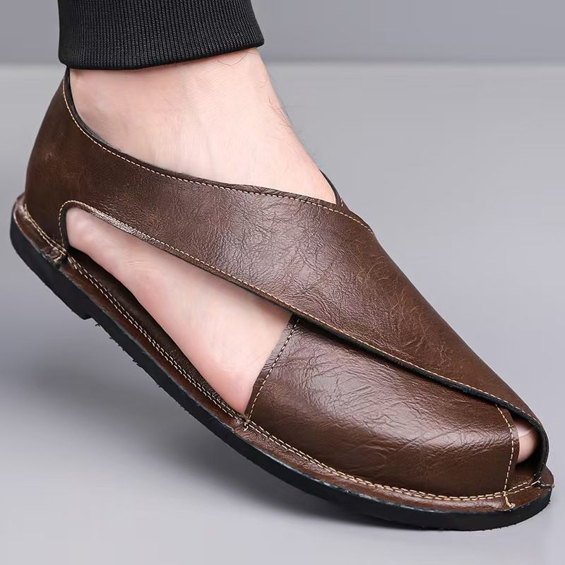 Men's sandals, driving high-end slip-on sandals, fashionable sandals, large-size Roman sandals, open shoes.