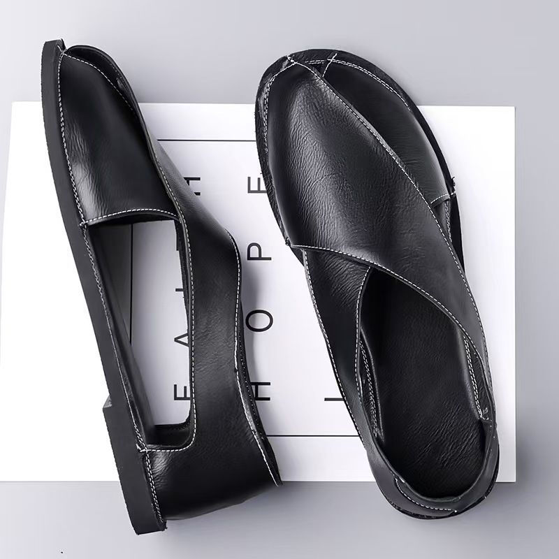 Men's sandals, driving high-end slip-on sandals, fashionable sandals, large-size Roman sandals, open shoes.