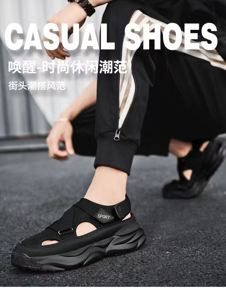 Men's Crocs for work, driving sandals, men's closed-toe sports beach shoes, casual shoes, open shoes.