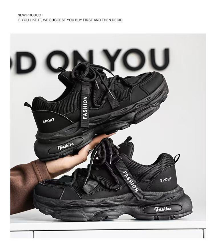 Men's shoes, thick-soled dad shoes, men's trendy and versatile casual running sneakers, fashionable height-increasing shock-absorbing sneakers.