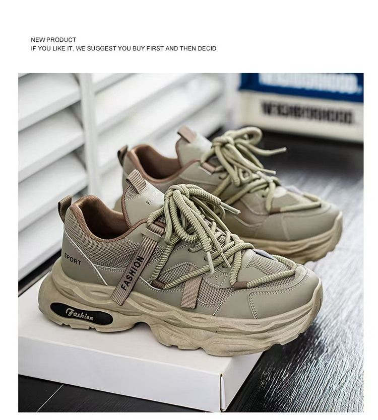 Men's shoes, thick-soled dad shoes, men's trendy and versatile casual running sneakers, fashionable height-increasing shock-absorbing sneakers.