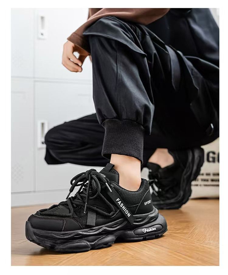 Men's shoes, thick-soled dad shoes, men's trendy and versatile casual running sneakers, fashionable height-increasing shock-absorbing sneakers.