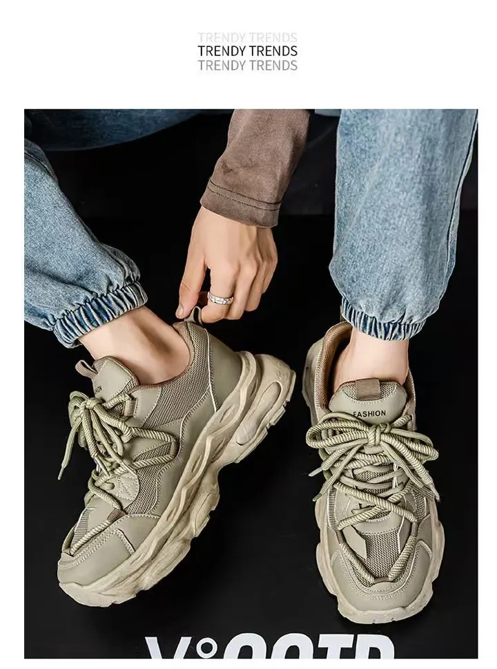 Men's shoes, thick-soled dad shoes, men's trendy and versatile casual running sneakers, fashionable height-increasing shock-absorbing sneakers.