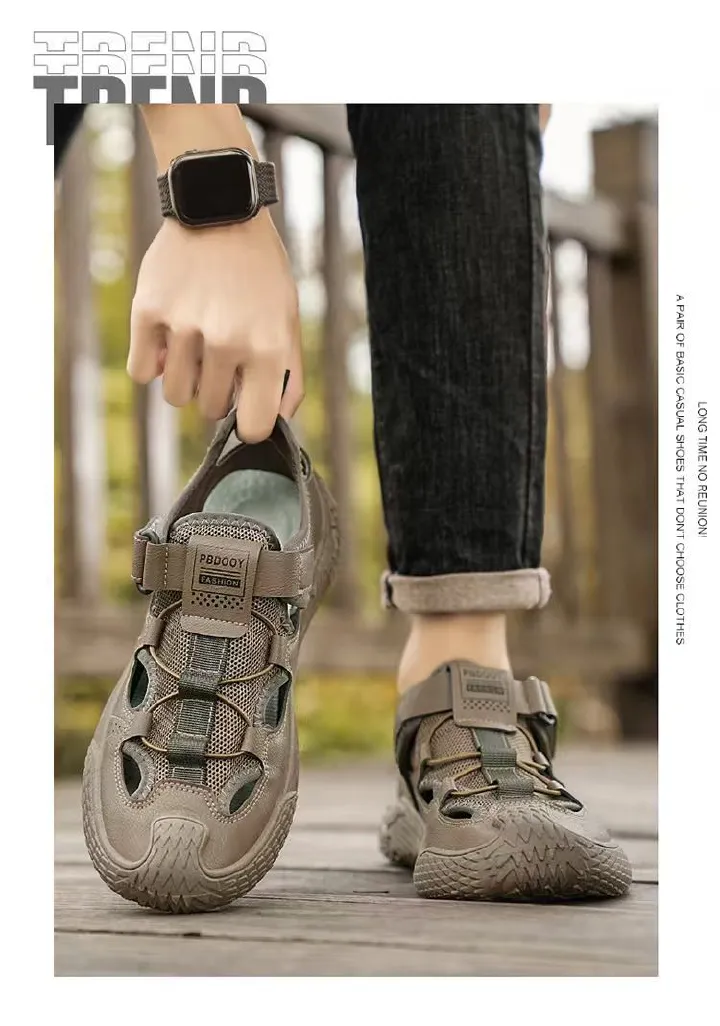 Men's shoes, breathable outdoor beach crocs, trendy and versatile sandals, lightweight sneakers, casual wading shoes.