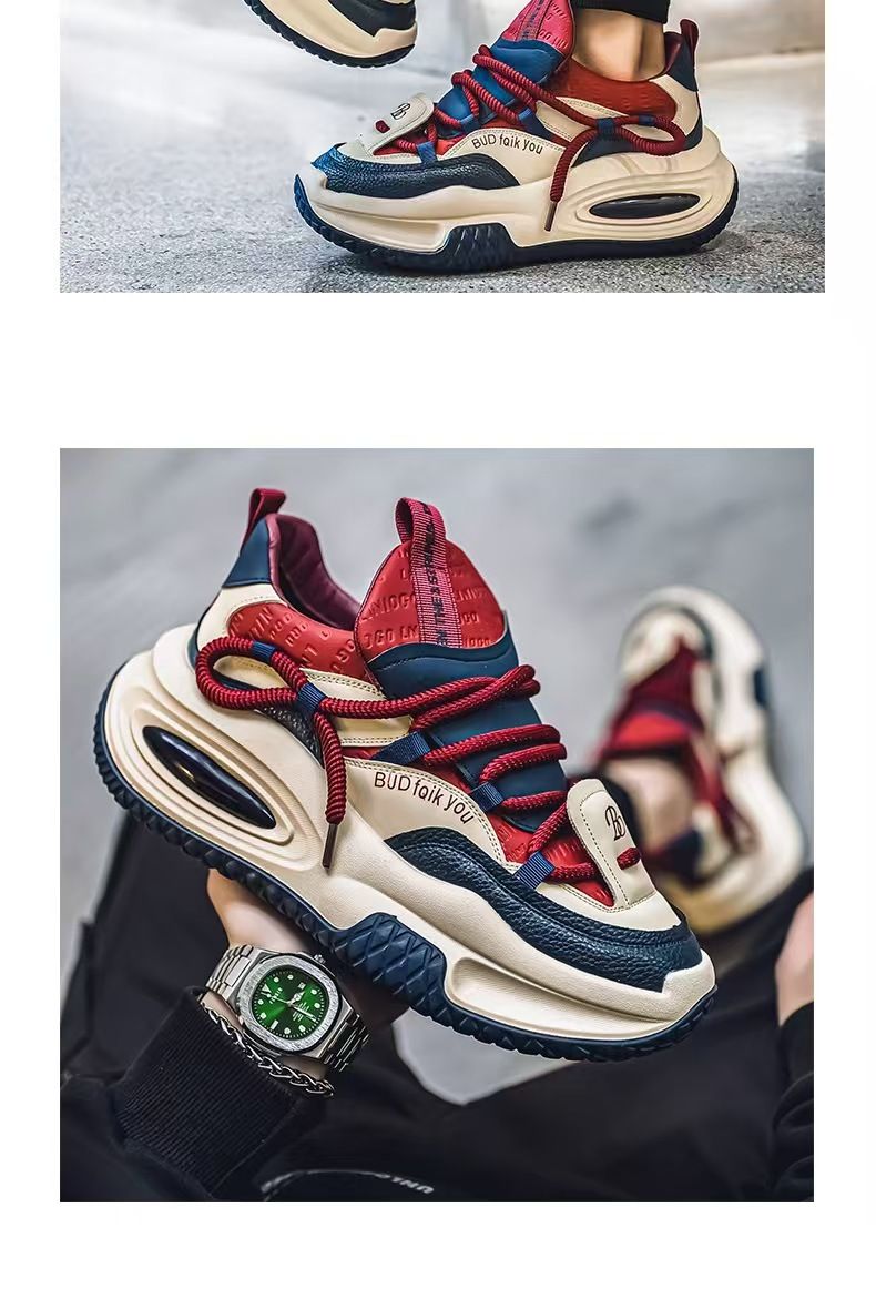 Men's shoes, outdoor running wear-resistant thick-soled height-increasing fashion sneakers, youth campus style versatile internet celebrity dad shoes, fashionable sports men's shoes.