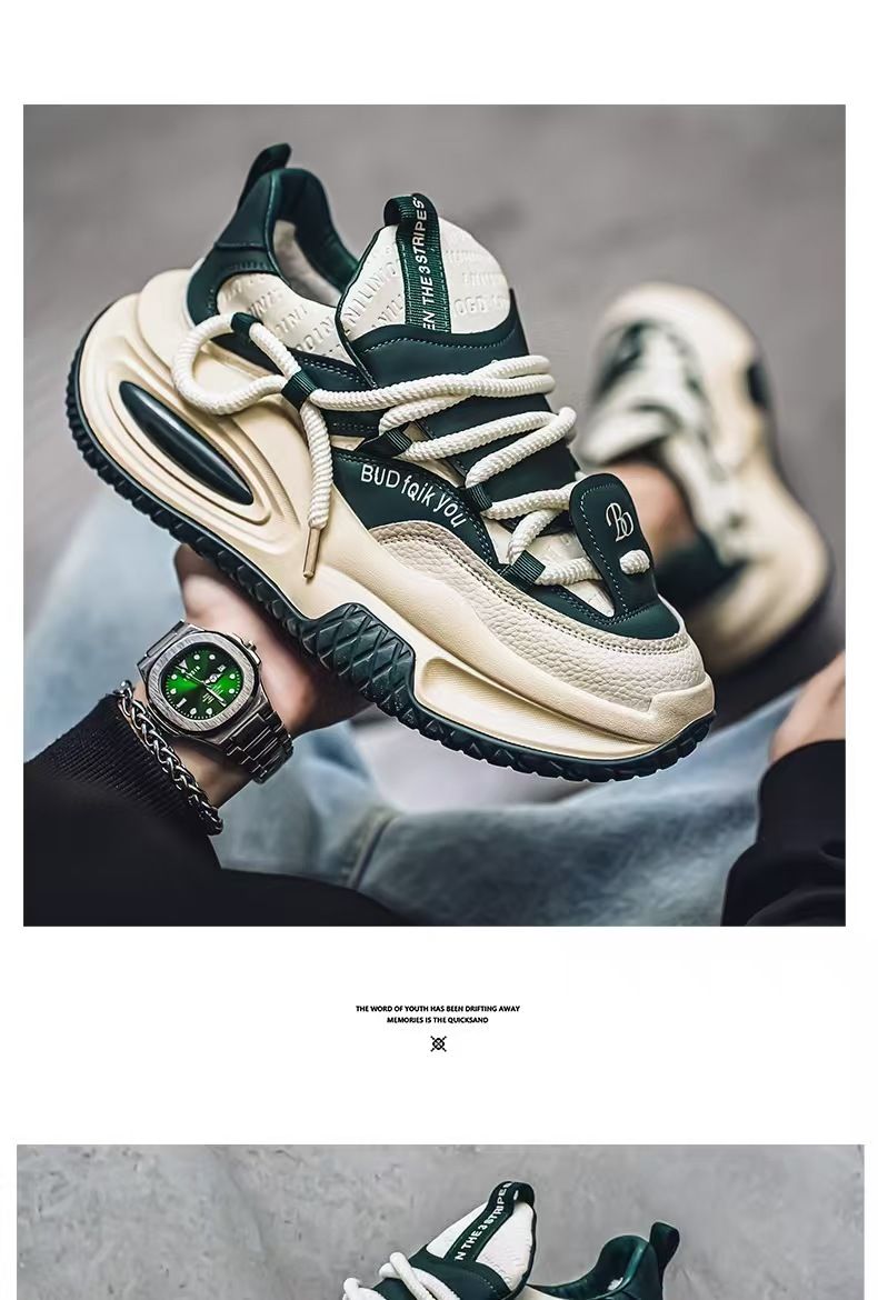 Men's shoes, outdoor running wear-resistant thick-soled height-increasing fashion sneakers, youth campus style versatile internet celebrity dad shoes, fashionable sports men's shoes.