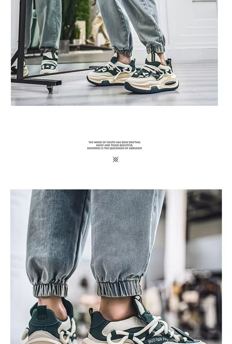 Men's shoes, outdoor running wear-resistant thick-soled height-increasing fashion sneakers, youth campus style versatile internet celebrity dad shoes, fashionable sports men's shoes.
