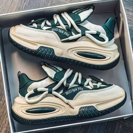 Men's shoes, outdoor running wear-resistant thick-soled height-increasing fashion sneakers, youth campus style versatile internet celebrity dad shoes, fashionable sports men's shoes.