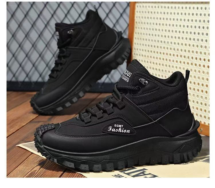 Large-size men's shoes, high-top work boots, outdoor sports waterproof hiking boots, work shoes.