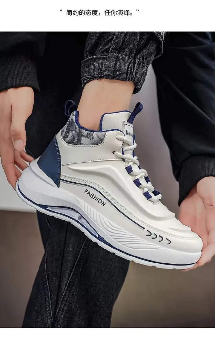 Men's shoes, high-top sneakers, men's fashionable and versatile thick-soled height-increasing sneakers, casual dad shoes, fashionable men's sneakers.