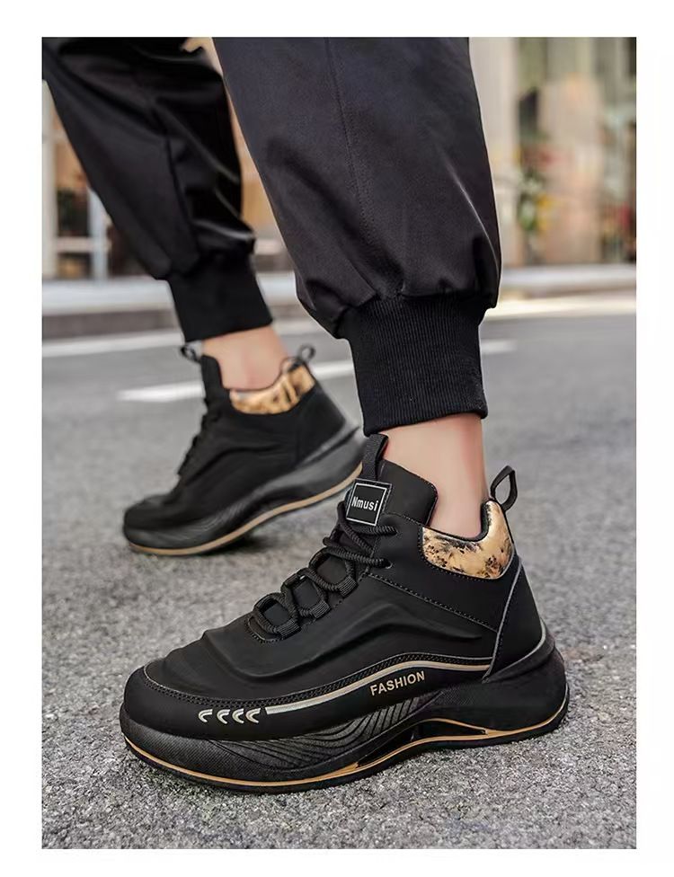 Men's shoes, high-top sneakers, men's fashionable and versatile thick-soled height-increasing sneakers, casual dad shoes, fashionable men's sneakers.