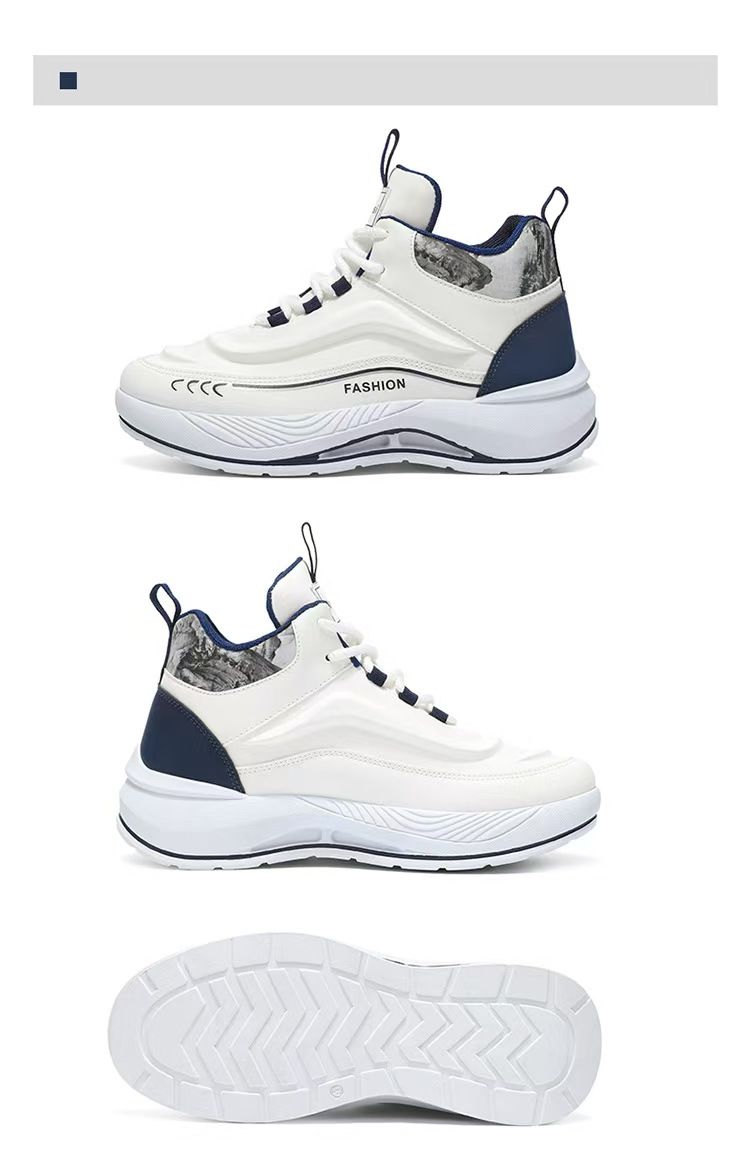 Men's shoes, high-top sneakers, men's fashionable and versatile thick-soled height-increasing sneakers, casual dad shoes, fashionable men's sneakers.