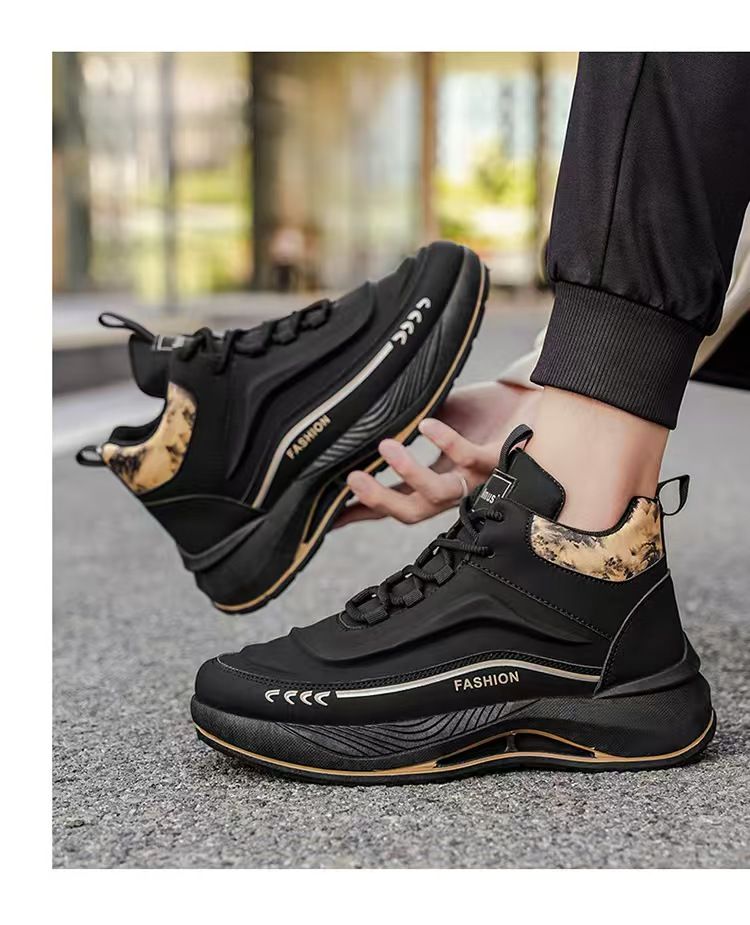 Men's shoes, high-top sneakers, men's fashionable and versatile thick-soled height-increasing sneakers, casual dad shoes, fashionable men's sneakers.