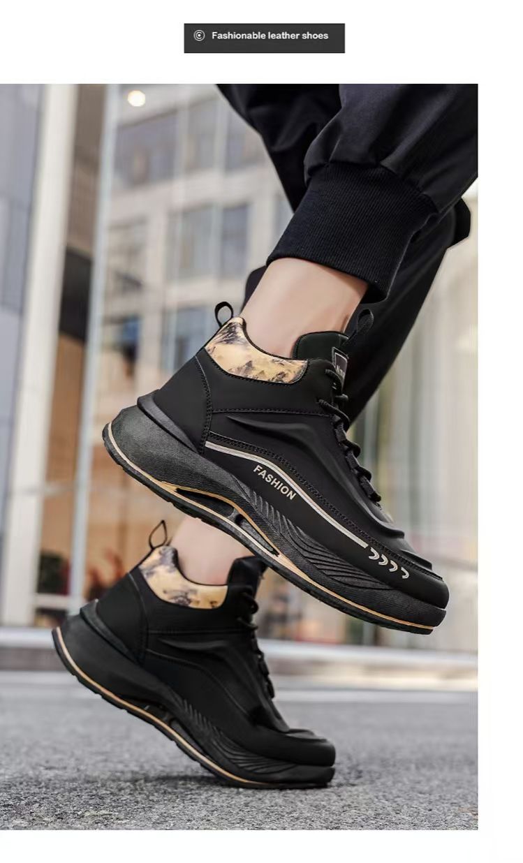 Men's shoes, high-top sneakers, men's fashionable and versatile thick-soled height-increasing sneakers, casual dad shoes, fashionable men's sneakers.