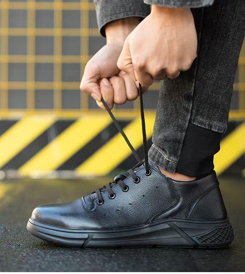 Men's safety shoes, anti-smashing, anti-puncture, breathable, safety work shoes, odor-resistant, wear-resistant leather surface, safety protective shoes.