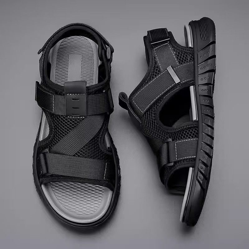 Men's sandals, breathable beach shoes, driving shoes, Lycra mesh shoes, outdoor anti-slip waterproof casual men's open shoes.