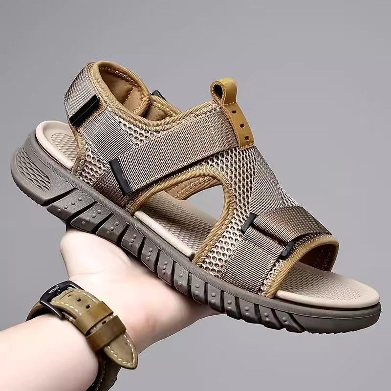 Men's sandals, breathable beach shoes, driving shoes, Lycra mesh shoes, outdoor anti-slip waterproof casual men's open shoes.