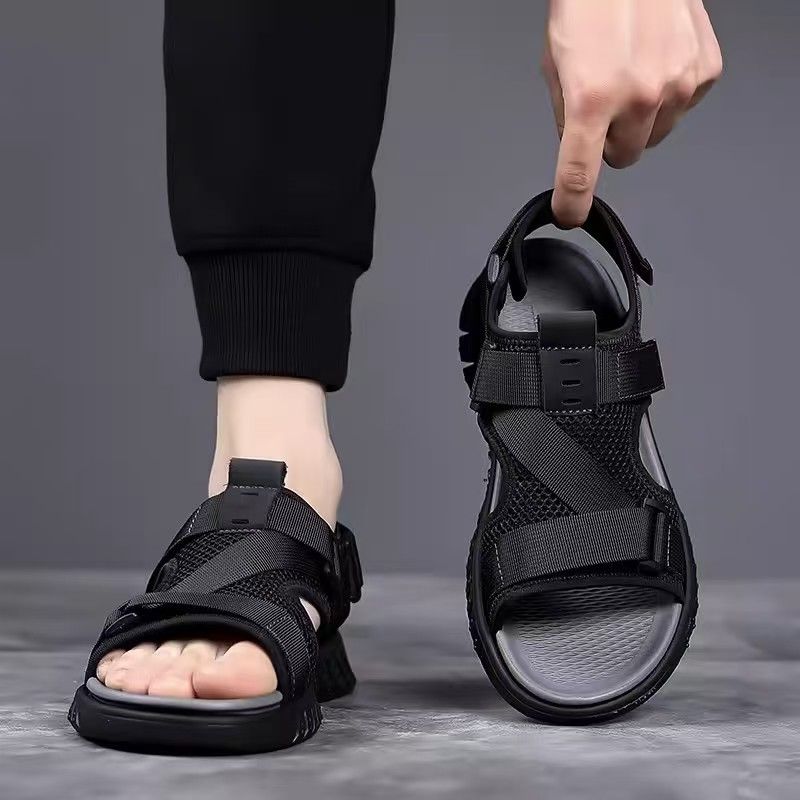Men's sandals, breathable beach shoes, driving shoes, Lycra mesh shoes, outdoor anti-slip waterproof casual men's open shoes.