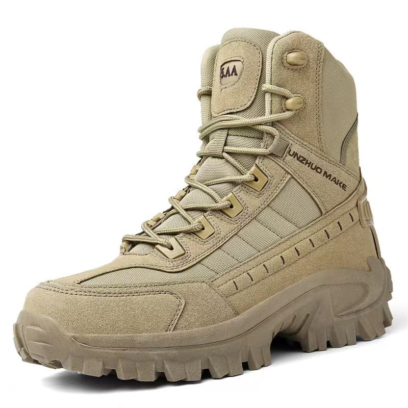 Large-size men's boots, high-top outdoor anti-slip durable desert wilderness hiking shoes, Martin boots, motorcycle boots.