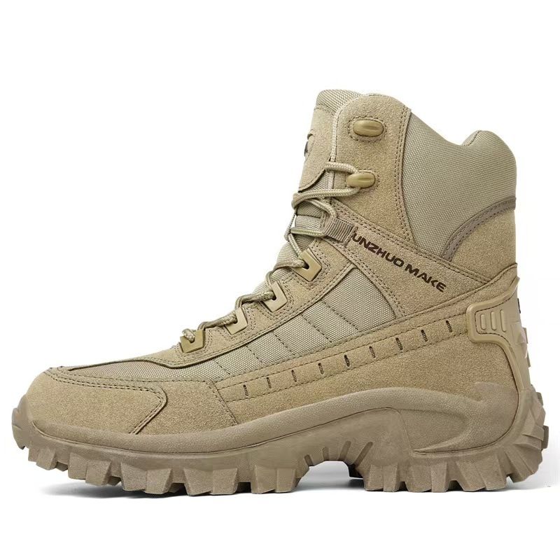 Large-size men's boots, high-top outdoor anti-slip durable desert wilderness hiking shoes, Martin boots, motorcycle boots.