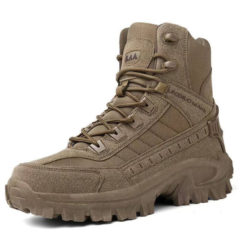 Large-size men's boots, high-top outdoor anti-slip durable desert wilderness hiking shoes, Martin boots, motorcycle boots.