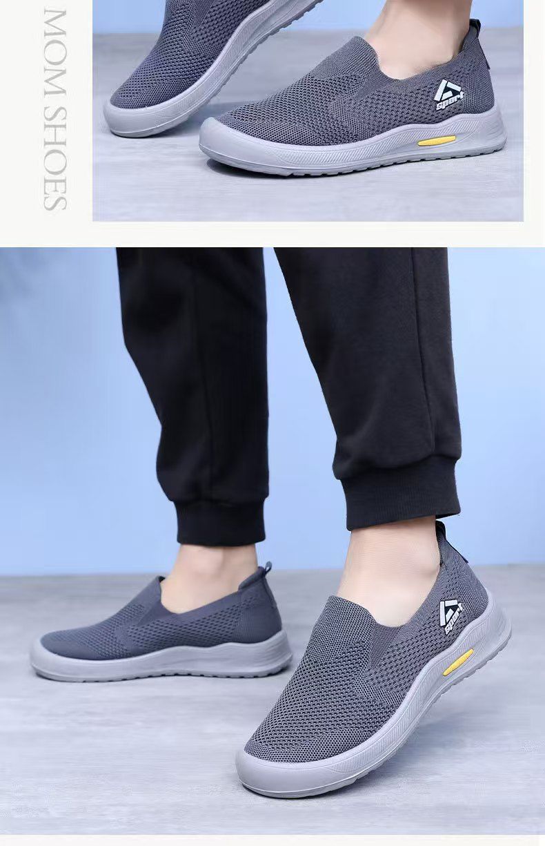 Men's shoes, casual shoes, soft-soled trendy slip-on running shoes for men, shallow-toe breathable lightweight slip-on shoes, single shoes, loafers