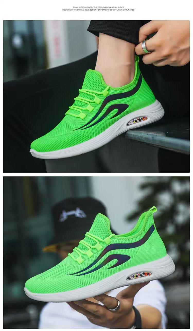 Men's sports shoes, fly-knit sneakers, comfortable and breathable soft-soled casual shoes, youth outdoor breathable running shoes.