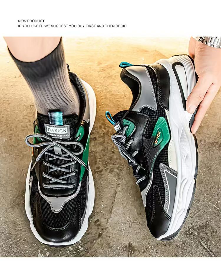 Men's shoes, breathable mesh surface men's sports shoes, men's trendy and versatile thick-soled anti-slip casual dad shoes, fashionable sports men's shoes.