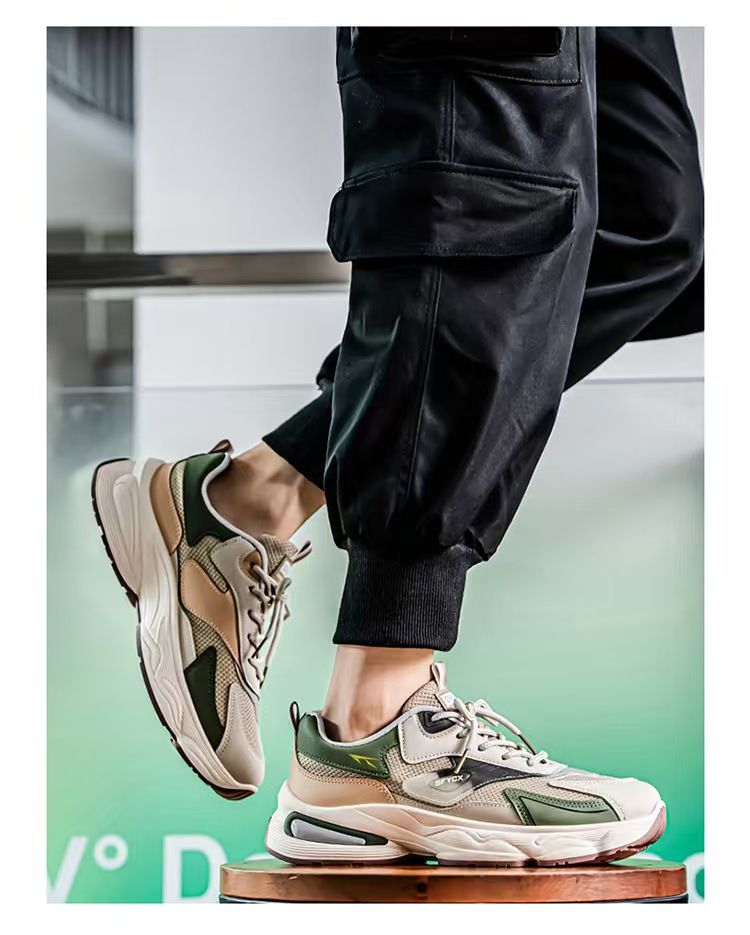 Men's shoes, breathable mesh surface men's sports shoes, men's trendy and versatile thick-soled anti-slip casual dad shoes, fashionable sports men's shoes.