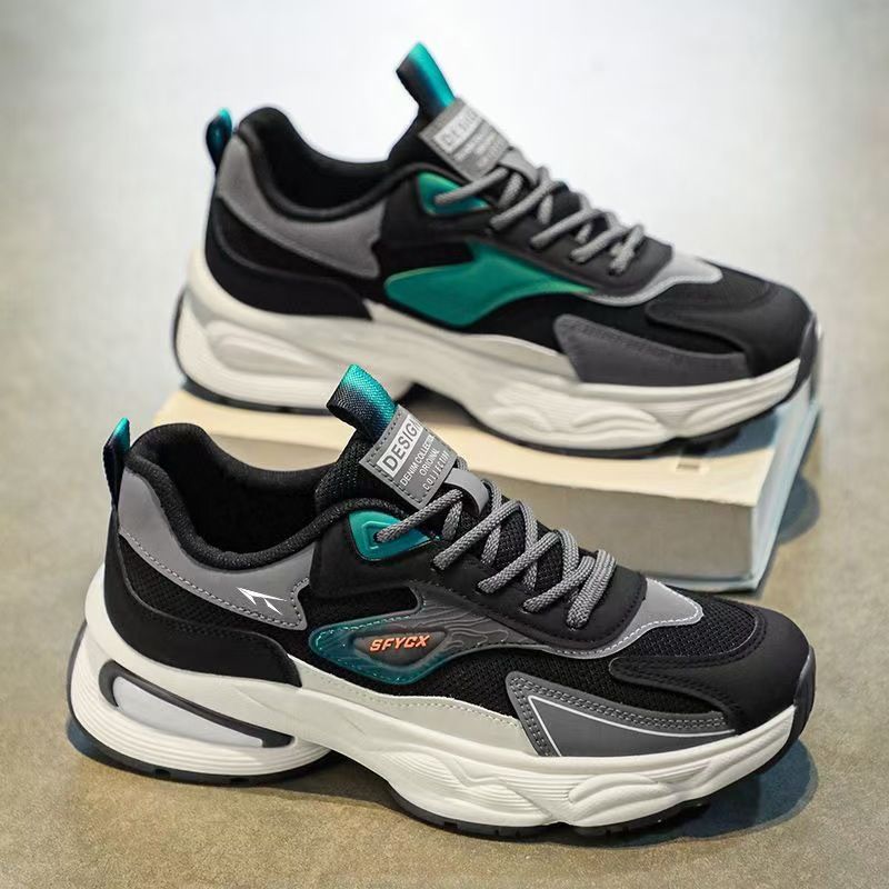 Men's shoes, breathable mesh surface men's sports shoes, men's trendy and versatile thick-soled anti-slip casual dad shoes, fashionable sports men's shoes.