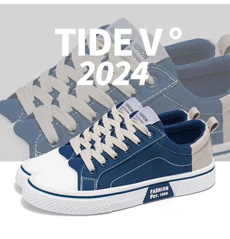 Canvas shoes, breathable and versatile skateboarding shoes, men's soft-soled casual fashionable canvas shoes, large size men's shoes.